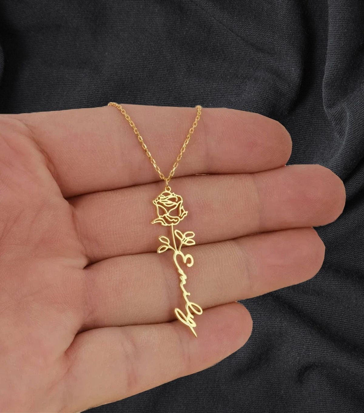 Birth Flower Name Necklace