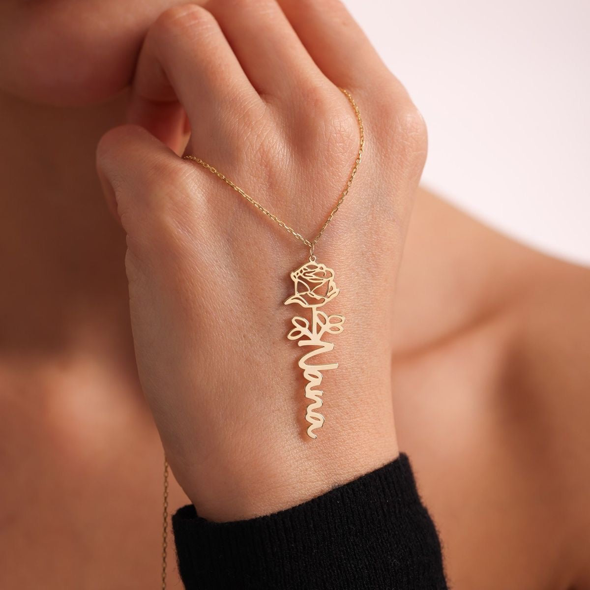 Birth Flower Name Necklace